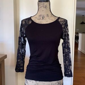 Black Lace Sleeve Top